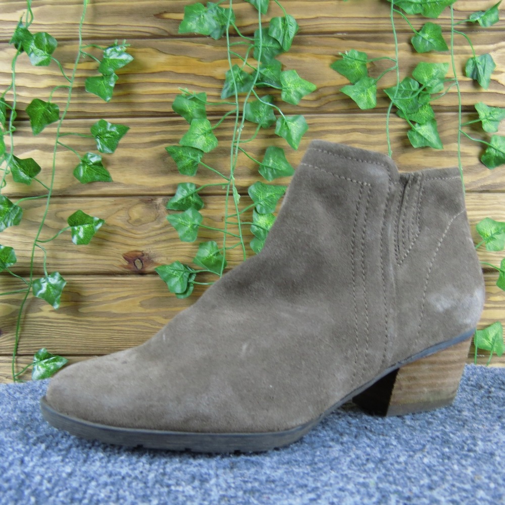 Blondo Waterproof‎ Suede Ankle Booties Women's 7.5M Taupe Side Zip Casual
